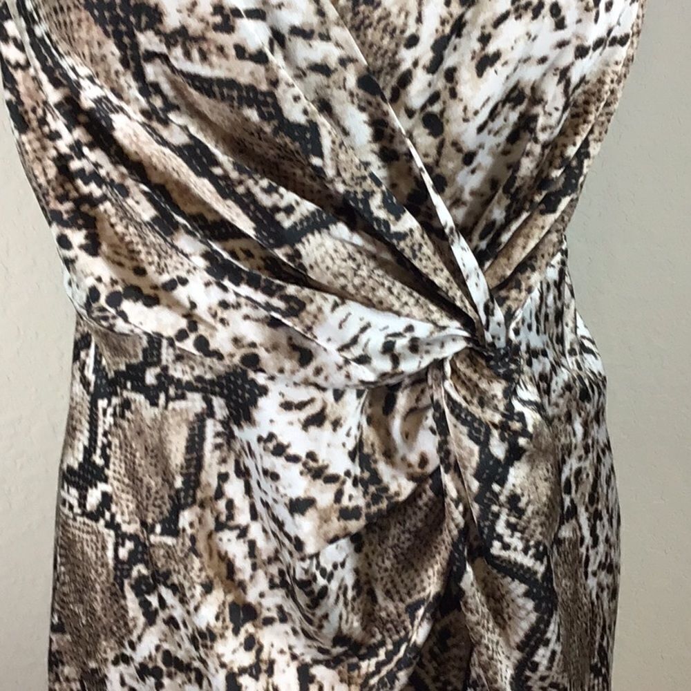 Pink Lily Top Brown Snakeskin Print Blouse V-Neck Spaghetti Whimsey Goth Large - Picture 4 of 13